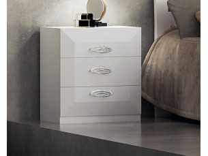 Lacquered 3-drawer bedside table with plinth - ALECIA 2