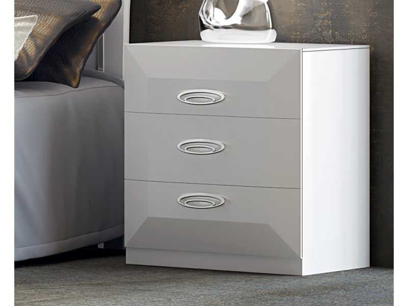 Lacquered 3-drawer bedside table with plinth - ALECIA