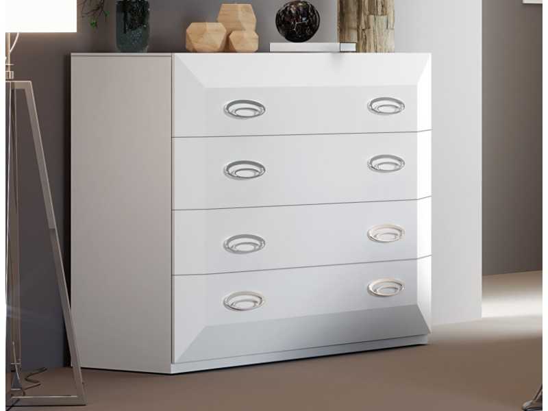 Lacquered chest of drawers with 4 drawers with plinth - ALECIA