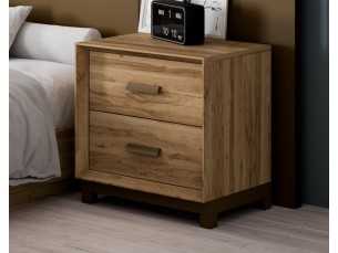 2-drawer bedside table with bench and lacquered handles - ABLA
