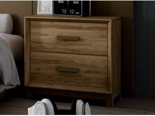 2-drawer bedside table with bench and lacquered handles - ABLA 2