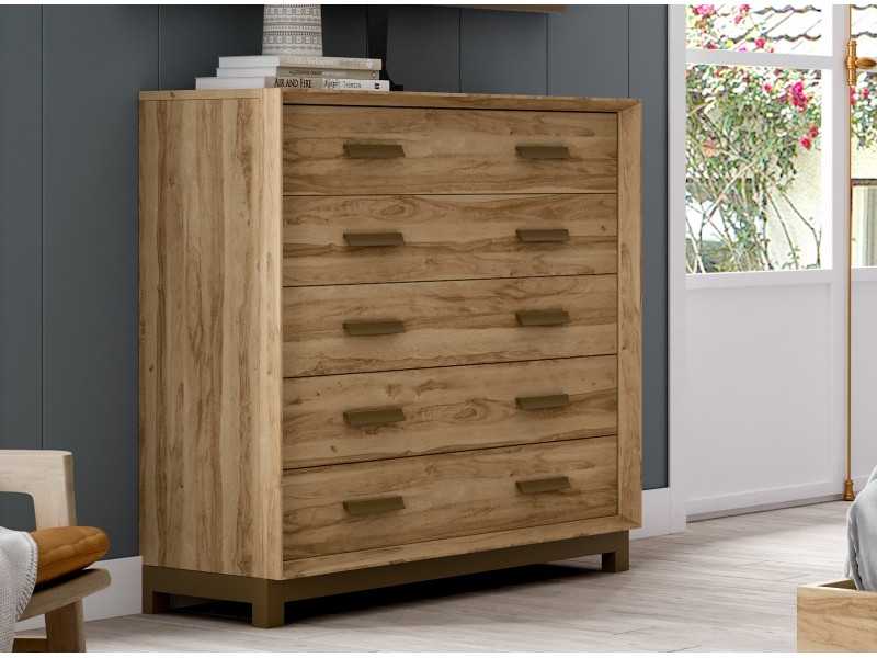5-drawer chest of drawers with bench and lacquered handles - ABLA