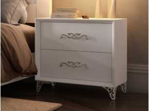Lacquered 2-drawer bedside table with chrome legs - AMANI