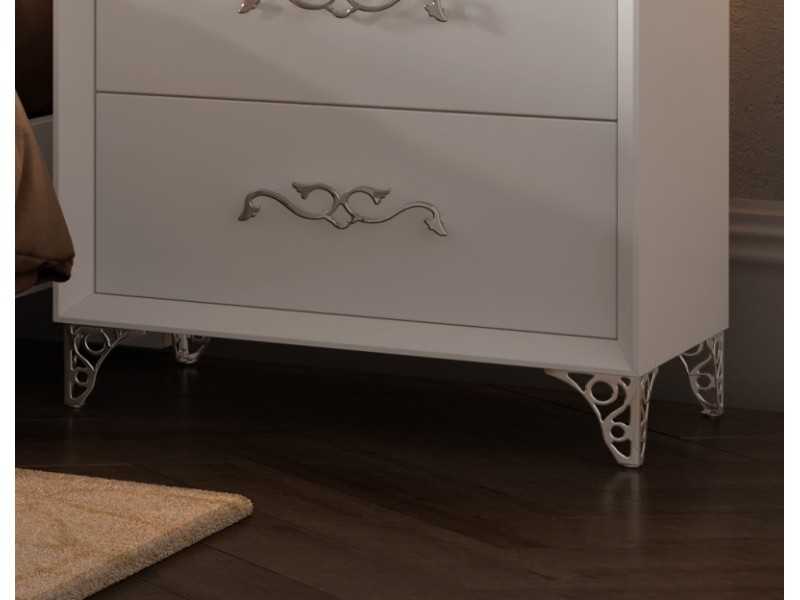 Mesita lacada de 2 cajones con patas cromadas - AMANI
