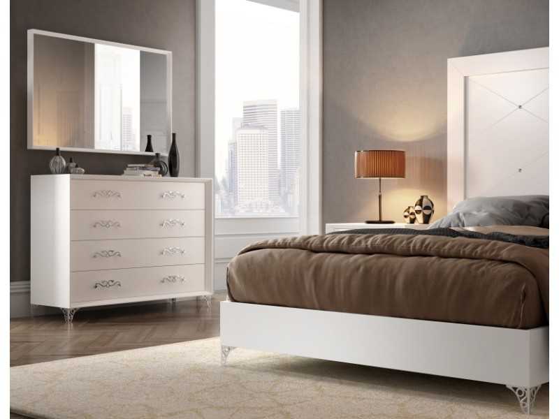 Commode 4 tiroirs pieds chromés - AMANI