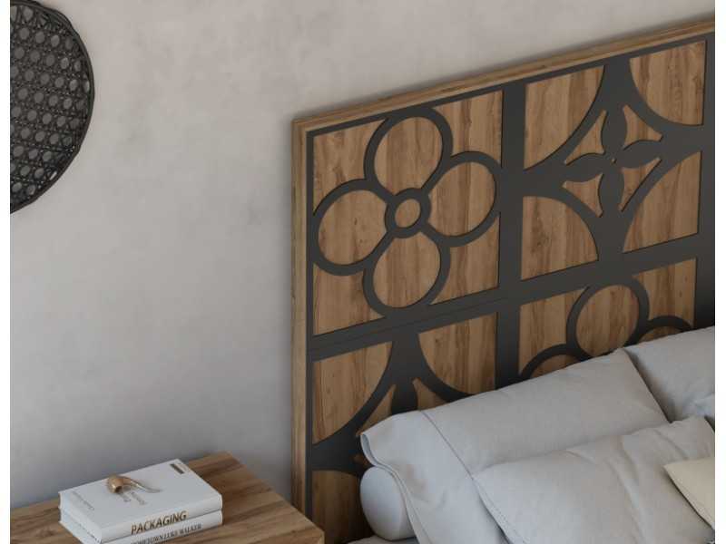 Cabecero lacado colgado a pared con relieves - ETHNIC B