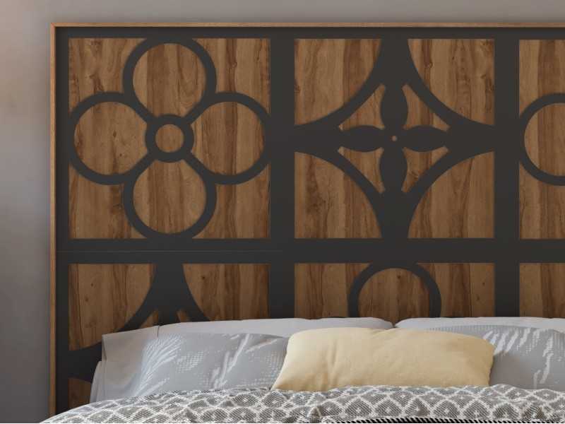 Cabecero lacado colgado a pared con relieves - ETHNIC B