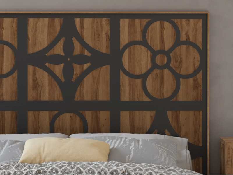 Cabecero lacado colgado a pared con relieves - ETHNIC B