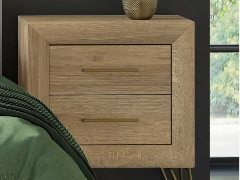 2-drawer bedside table with lacquered steel legs - ETHNIC