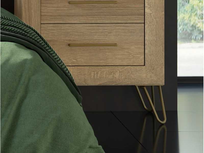 2-drawer bedside table with lacquered steel legs - ETHNIC