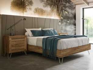 Completed bed with designer lacquered XL bed base and headboard with LED light - AINI