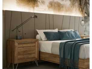 Completed bed with designer lacquered XL bed base and headboard with LED light - AINI 2