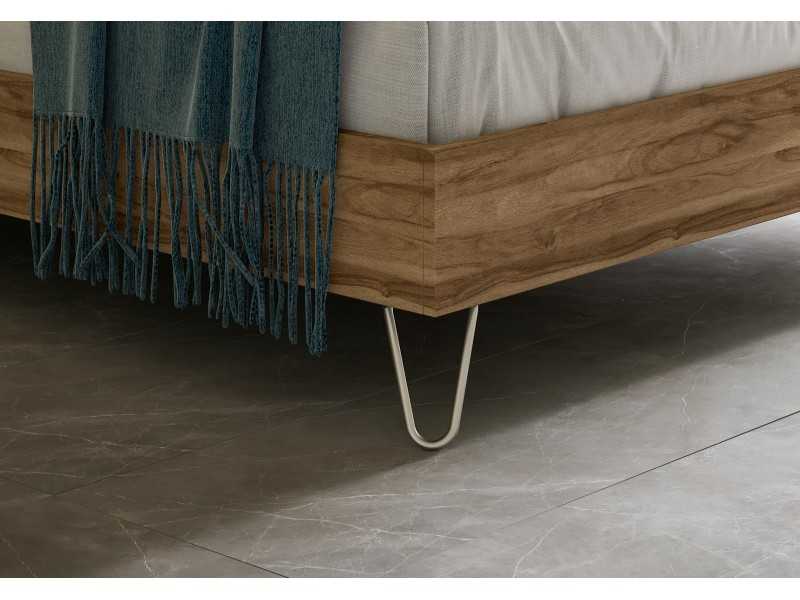 Lit complet avec structure de base et tête de lit XL de design laqué avec lumière LED - AINI