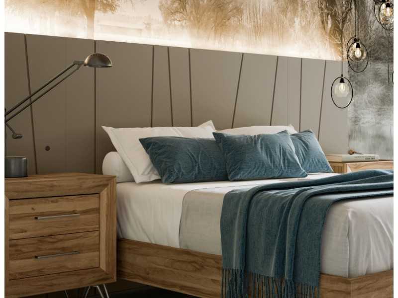 Lit complet avec structure de base et tête de lit XL de design laqué avec lumière LED - AINI