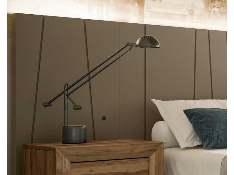 Lit complet avec structure de base et tête de lit XL de design laqué avec lumière LED - AINI