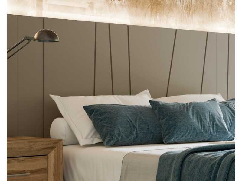 Lit complet avec structure de base et tête de lit XL de design laqué avec lumière LED - AINI