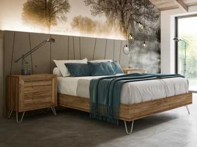 2-drawer bedside table with lacquered steel legs - AINI