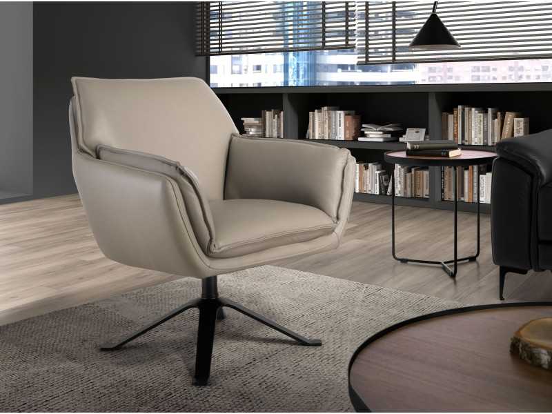 Fauteuil pivotant design tapissé de cuir véritable - ARTH