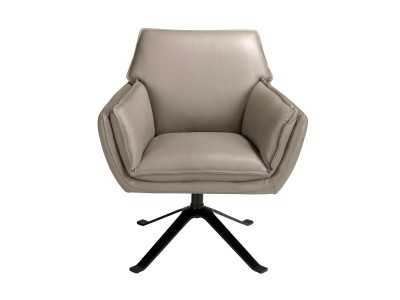 Fauteuil pivotant design tapissé de cuir véritable - ARTH Fauteuil pivotant design tapissé de cuir véritable - ARTH