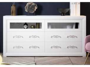 Buffet design laqué avec 2 portes pliantes et 4 tiroirs - ALIDA 2