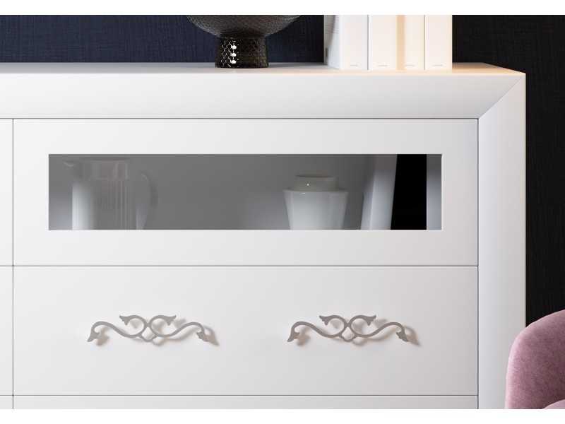 Buffet design laqué avec 2 portes pliantes et 4 tiroirs - ALIDA