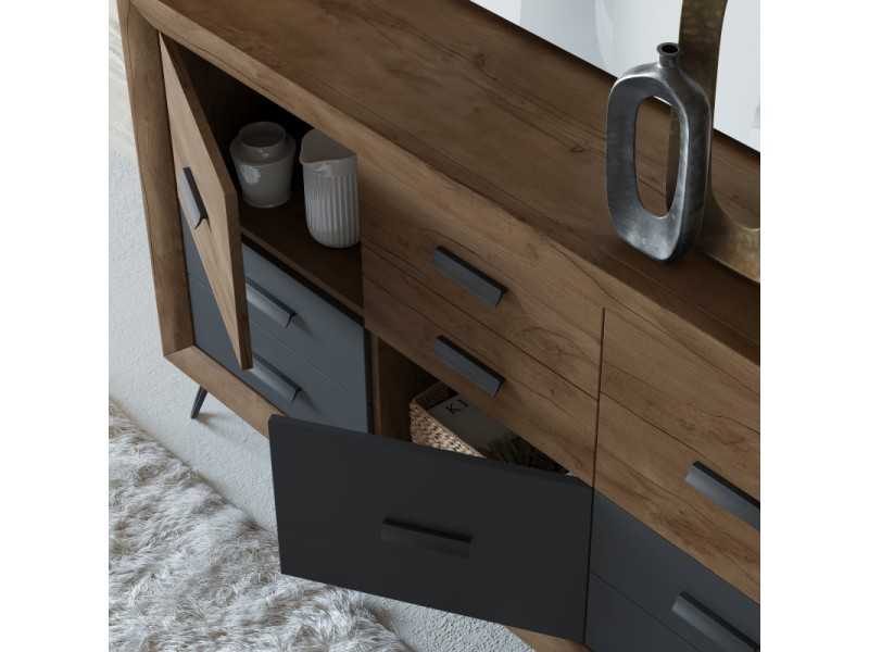 Aparador de diseño de 3 puertas y 6 cajones - AGRIPA
