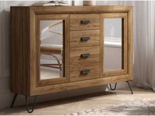Entrance console with doors and drawers, steel base - AMANDINE 2