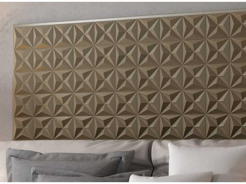Cabecero lacado con grabados colgado a pared - AMIL