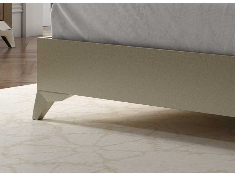 Cama completa lacada con bancada y cabecero con grabados - AMIL