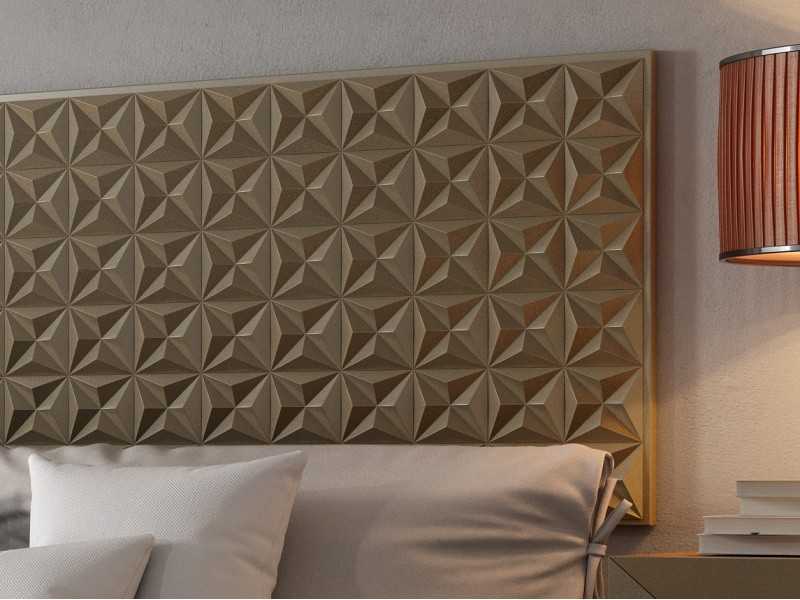 Cama completa lacada con bancada y cabecero con grabados - AMIL
