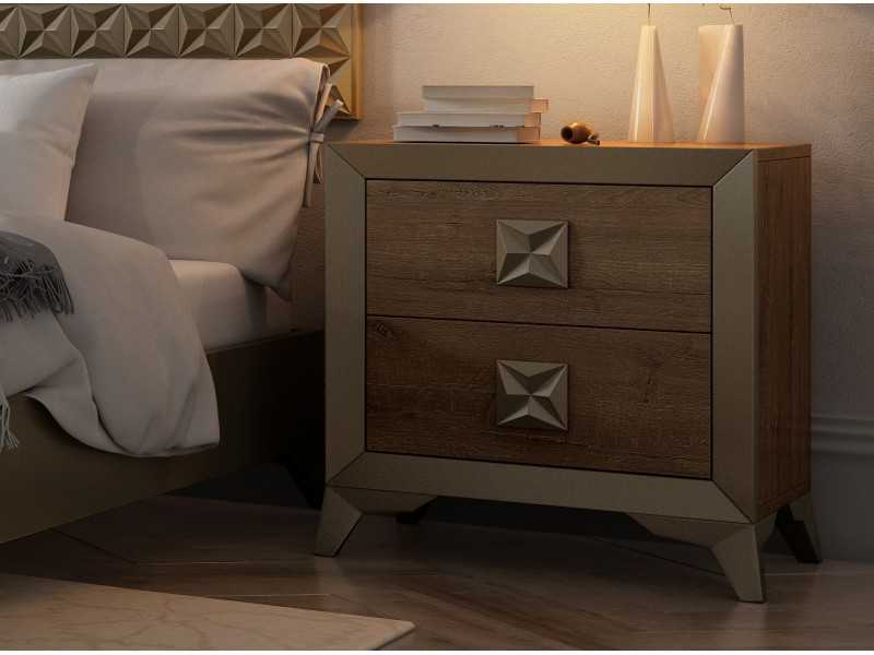 Table de chevet 2 tiroirs avec pieds design - AMIL