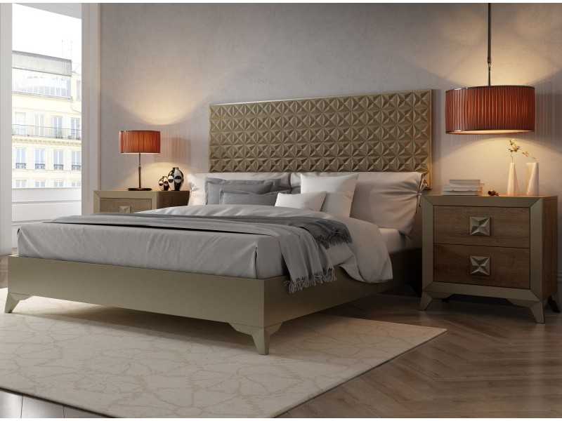 2-drawer bedside table with designer legs - AMIL
