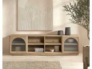 Meuble TV en bois massif avec portes et creux - ANAAN