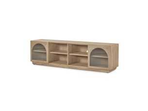 Meuble TV en bois massif avec portes et creux - ANAAN 2