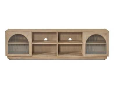 Solid wood TV cabinet with doors and open compartments - ANAAN XL