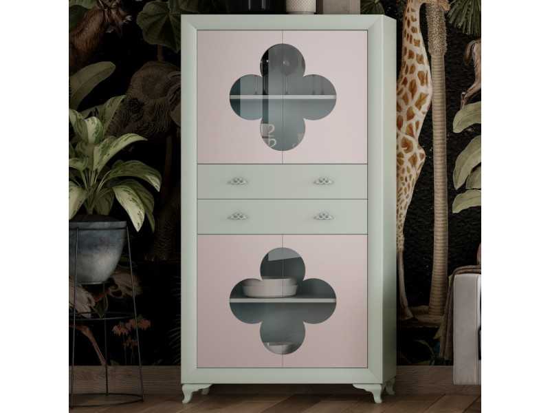 Lacquered showcase with 4 doors and two drawers - AMARANTE