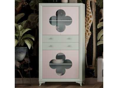 Vitrine laquée à 4 portes et deux tiroirs - AMARANTE