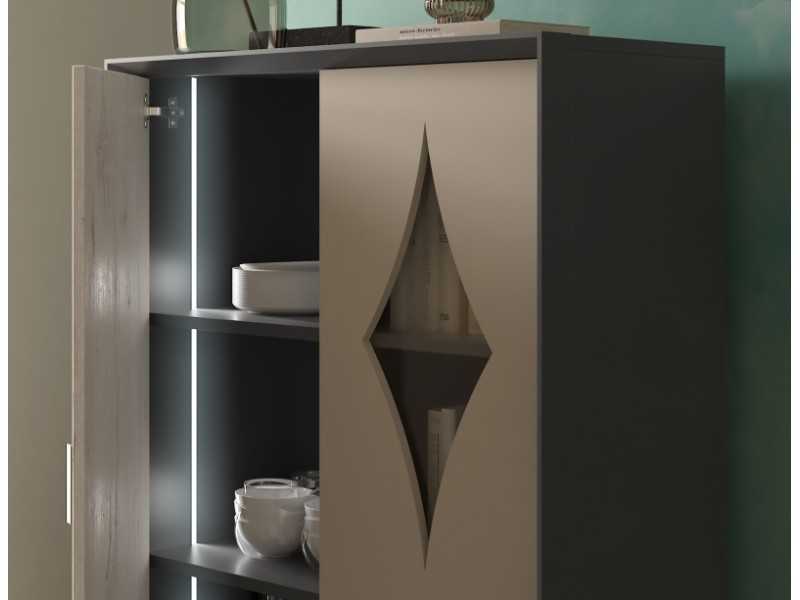 Lacquered display cabinet / bar cabinet with doors and drawers - ANBAR