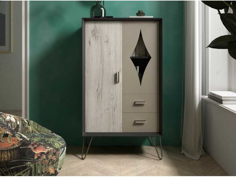 Lacquered display cabinet / bar cabinet with doors and drawers - ANBAR