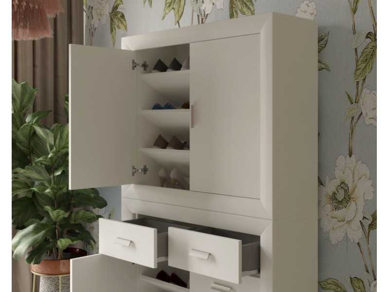 Lacquered shoe cabinet with doors and drawers - AAINEN