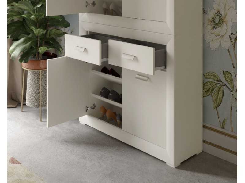 Lacquered shoe cabinet with doors and drawers - AAINEN