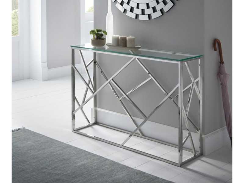 Console in stainless steel and tempered glass top - MILDURA