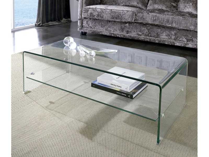 Coffee table with structure and interior tempered glass shelf - ANTIBES