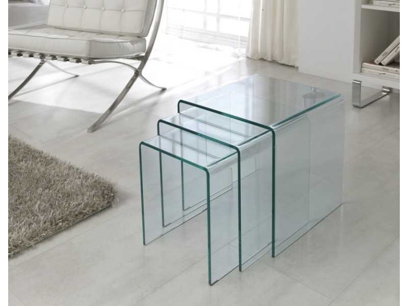 Nesting tempered glass side tables - ANTIBES