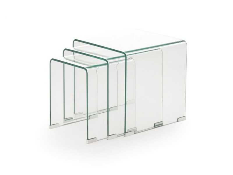 Nesting tempered glass side tables - ANTIBES