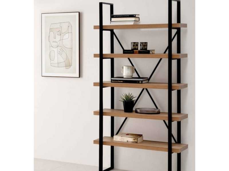 Estantería / libreria en acero y roble - ARANTXA