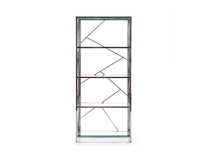 Estanteria /librería en acero inoxidable con estantes de cristal - AMBERES