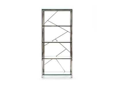 Estanteria /librería en acero inoxidable con estantes de cristal - AMBERES