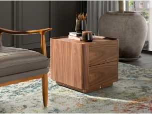 Walnut side table/bedside table with LED light - AMPER