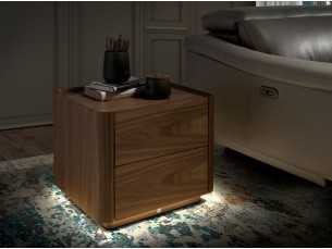 Mesa auxiliar / Mesita de noche de nogal con luz led - AMPER 2